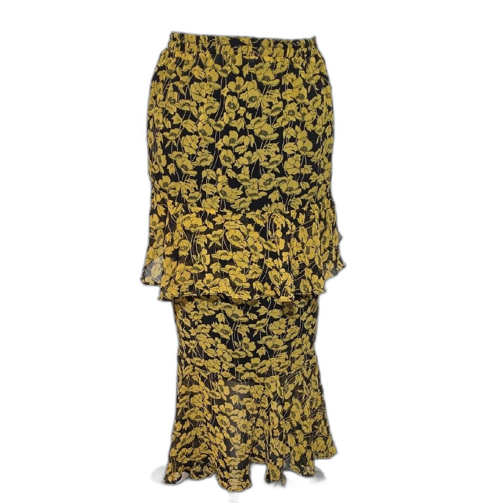 Who What Wear Black & Yellow Floral Maxi Skirt - Picture 3 of 3